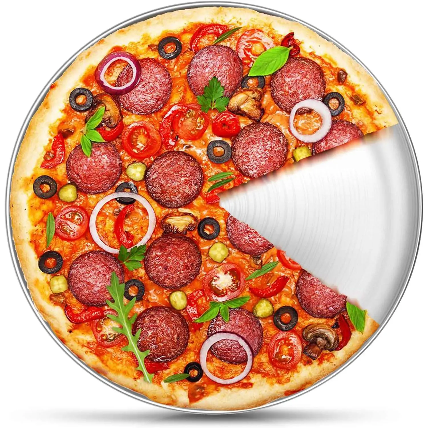 12 Inch Pizza Pan, Stainless Steel Pizza Tray For Baking,  | Round Pizza Plate For Pie Cookie Pizza Cake, Non  & Heavy Duty,  & Easy Clean, Sloped Design & Thick Rim