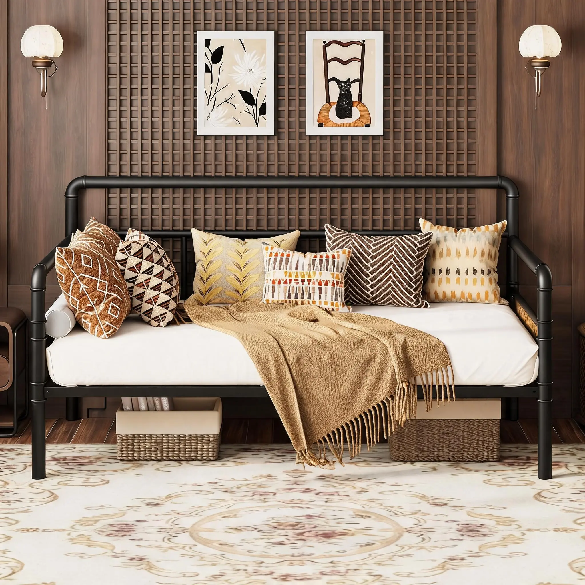 Heavy Duty Metal Twin Daybed with Pop-Up Trundle – Sturdy Steel Frame, Convertible Sofa Bed, Noise-Free, Easy Assembly – Ideal for Kids, Teens, Adults – Perfect for Bedroom, Living Room, Guest Room