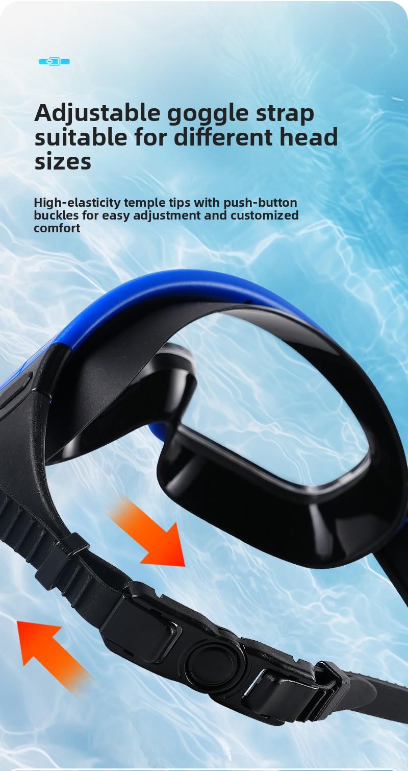 Adult swimming goggles with large frame, electroplated, transparent, waterproof, anti-fog, wide field of vision, unisex protective swimming goggles
