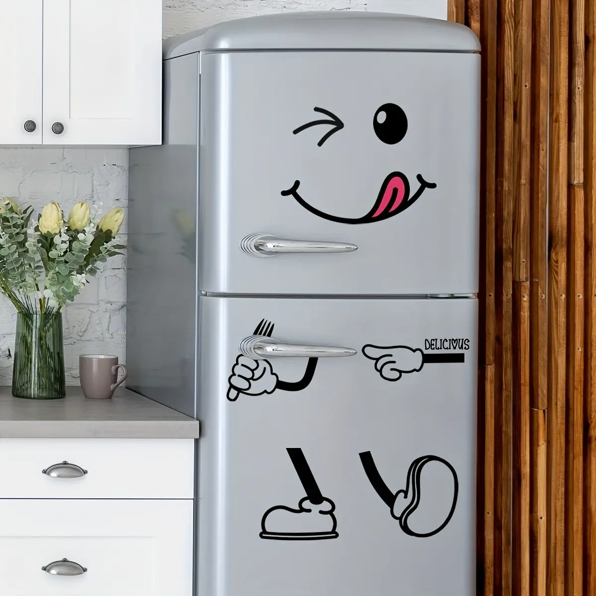 Funny Face Fridge Adhesive Stickers - Smiling, Blushing, Winking & Surprised Eyes & Tongue Stickers - Strong Adhesive PVC Emoticons for Refrigerator, Whiteboard, Doors - Easy Peel & Stick Decorations & s