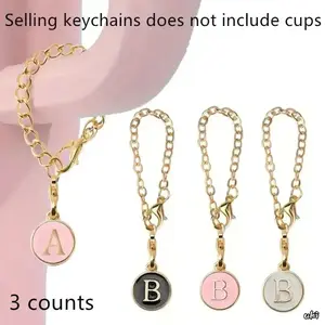 3-Piece Stylish Letter Design Chain Charm Set, Lightweight Decorative Accessory for Tumblers & Water Bottles, Daily & Fall Decor in Pink, White & Black