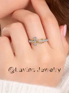 Women's Adjustable Alloy Ring with Infinity Cross Design, Dual Color Jewelry, Elegant Daily Wear & Gift Recommendation