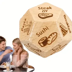 1pc Wooden Food Decision Dice with Sushi, Steak for Couples - Fun & Romantic Game for Date Nights and Celebrations - Great Gifts for Valentine's, Anniversary, Birthday, Christmas for Him, Her, Boyfriend, Girlfriend, Husband,Christmas