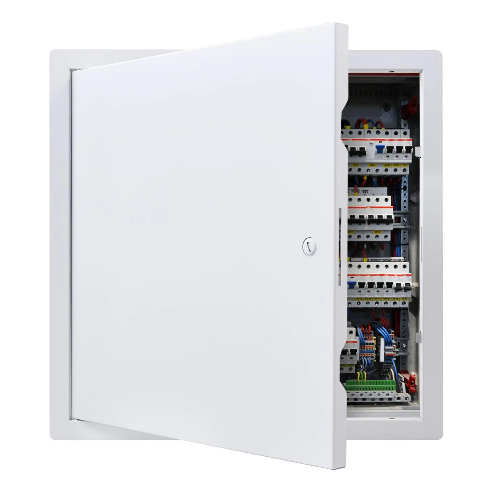 VEVOR Square Galvanized Steel Drywall Access Panel 9.03.s008.2345a, 15.2x15.2in Door, 14.4x14.4in Cutout, 2.65lb Easy-Install Hinged Service Panel with Screwdriver Latch, 1:1 Paper Template, User-Friendly for Ceiling Plumbing