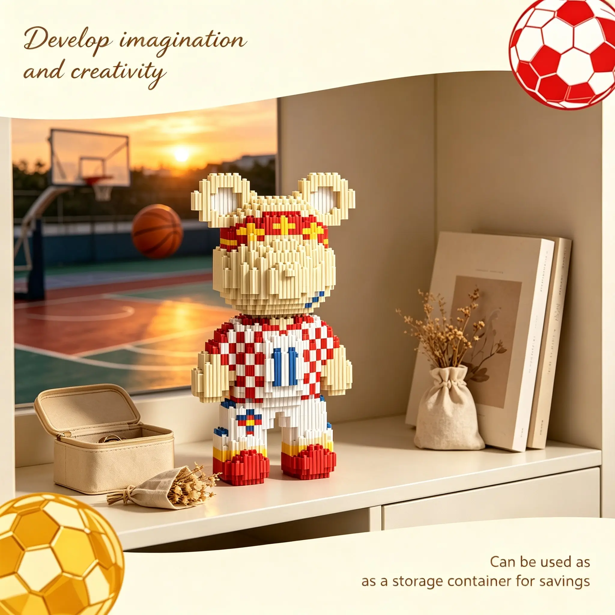 11 Grid Wind Bear 3D Puzzle Block, Home Office Decor, Party Decoration, Ideal Moving Gift, Handmade Craft, Collectible Statue