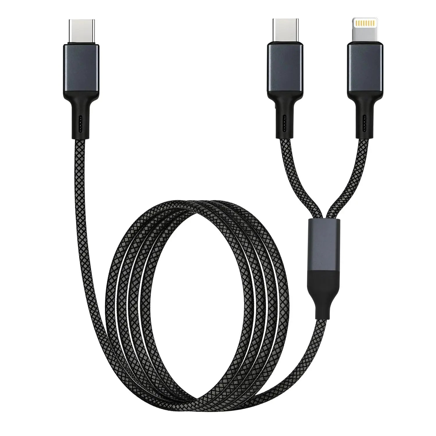 L & USB C 2-in-1  ,3.9 ft USB to L &Type C   27-100W Cord for /PC/iPad