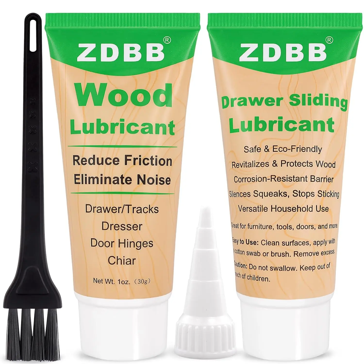 ZDBB Wood Drawer Wax Lubricant Paste Lubricant Wear-Resistant Eliminate Sticking Noise Loosen Drawer Slide for Wood Furniture, Window Track, Doors, Hinges, 1 oz 2-Pack