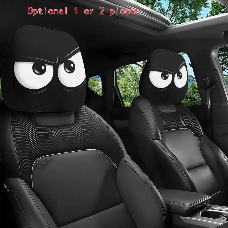 Angry Cartoon Eyes Car Headrest Cover, Car Interior Accessory, Boujee Fun Car Accessories, Easy Installation, Long Drive Fatigue Relief, Perfect Halloween Christmas Gift for Car Enthusiasts