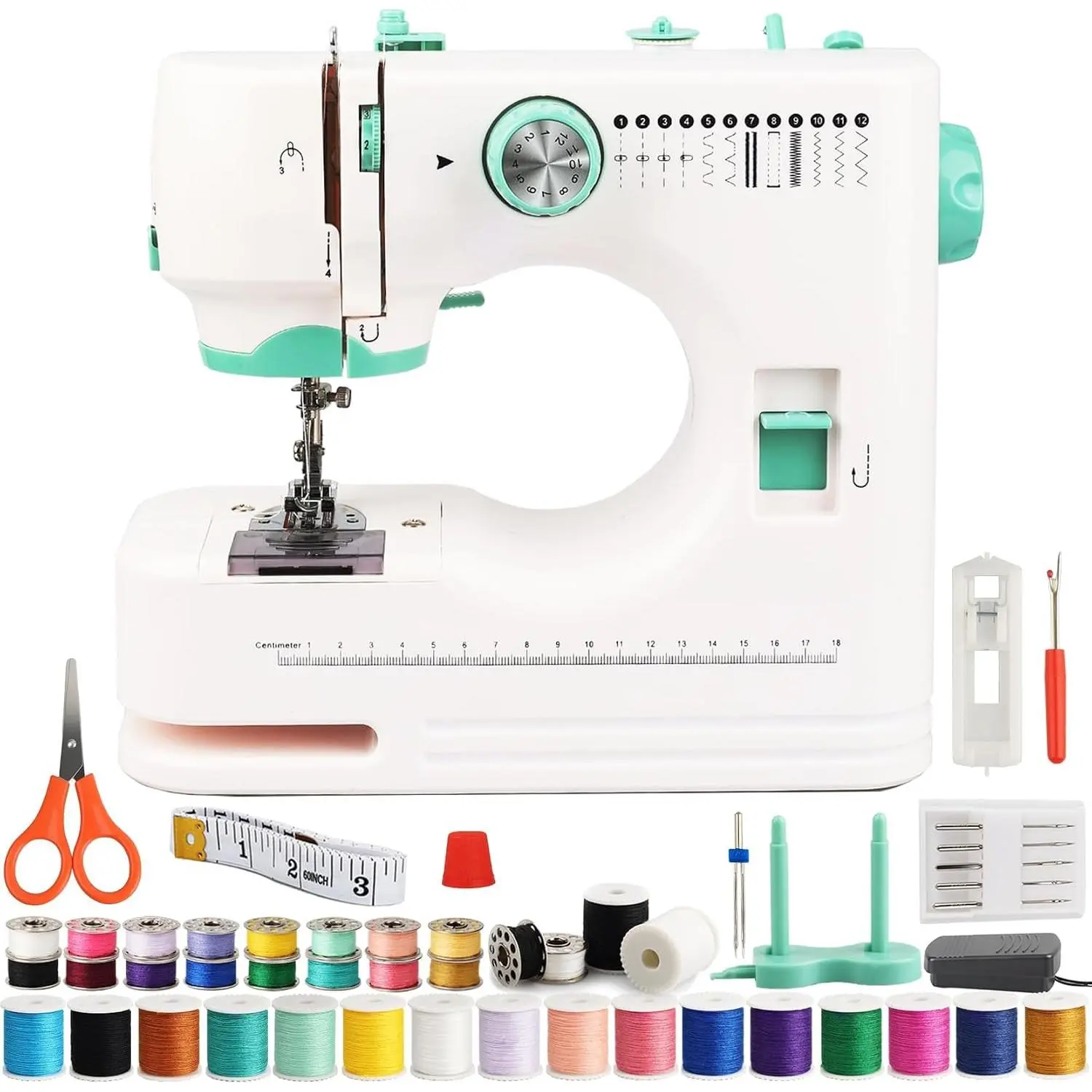 Sewing Machine, Sewing Machine For Beginners, Portable Sewing Machine With 12 -In Stitches, 6 Included , Foot Pedal & Complete Accessory Kit, for  Diy Projects, Crafting