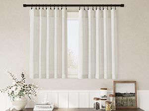 Linen Cafe Curtains 30 Inch Length Light Filtering Semi Sheer Mini Curtains for Small Window Basement Bathroom Natural Back Tab Rod Pocket Pleated Short Sheer Kitchen Curtain 30x30 Cream