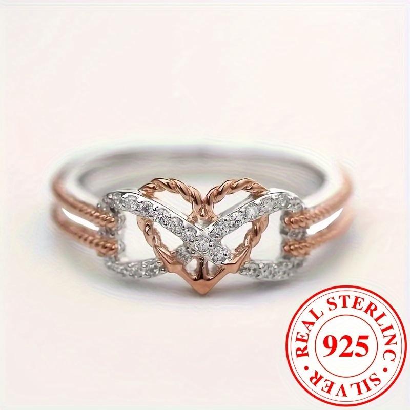 925 Sterling Silvery Infinity Heart Ring for Women Wedding EngaSynthetic Gemstoneent Jewelry Gifts (2.8g)