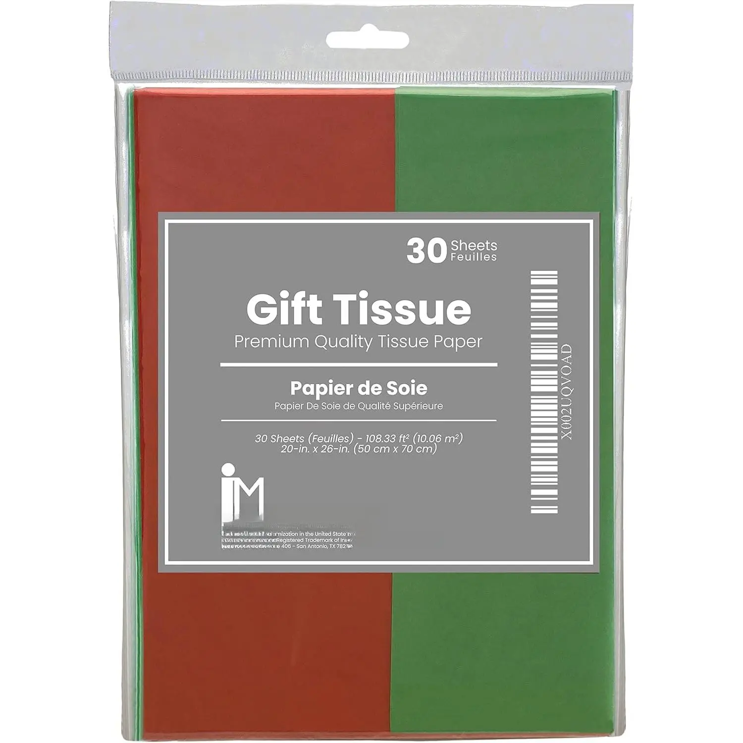 Red and Green Christmas Tissue Paper - 30 Sheets - 20 x 26 Inches -  Wrap, Crafts, Decorations