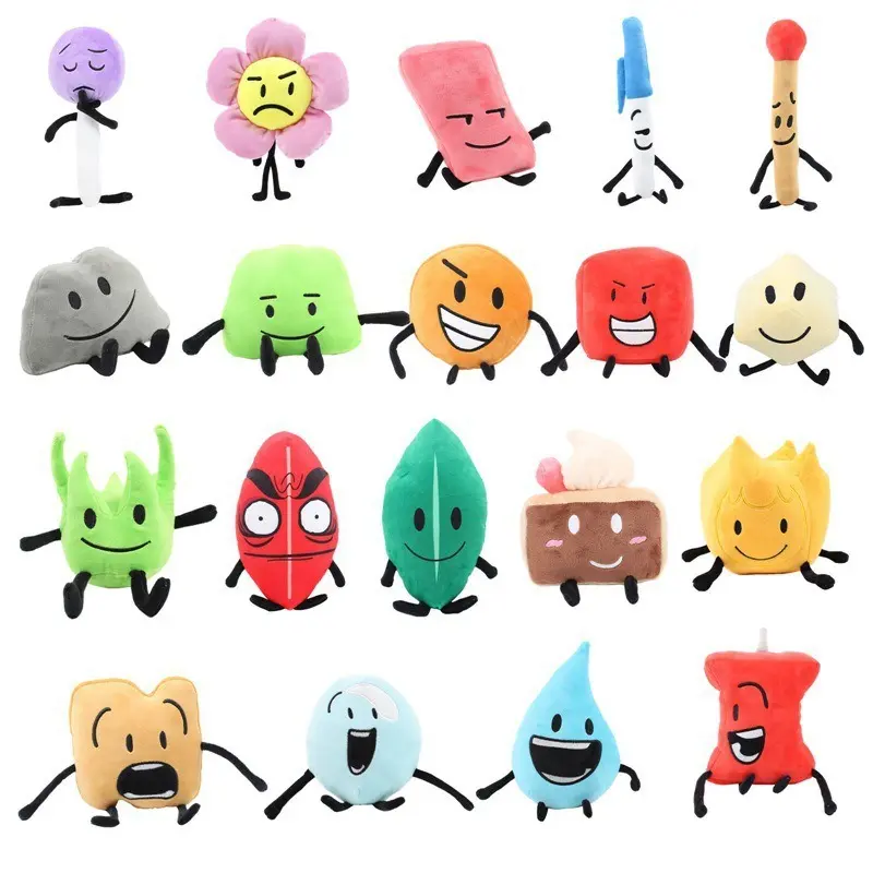 20 Styles BFDI Battle for Dream Island Plush Toy, Cartoon Object Character Soft Stuffed Doll, Cute Expression Figure Decor Gift For Kids Birthday Christmas Cross-Border Wholesale