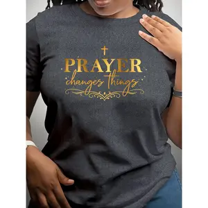 Minimalist Letter Graphic T-Shirt - Women'S Casual Short-Sleeve Crew Neck Top. Crafted from Soft, Breathable Fabric And Machine-Washable, This Regular-Fit Top Is A Comfortable Everyday Staple Suitable for All Four Seasons-Summer, Autumn, Winter, And fall