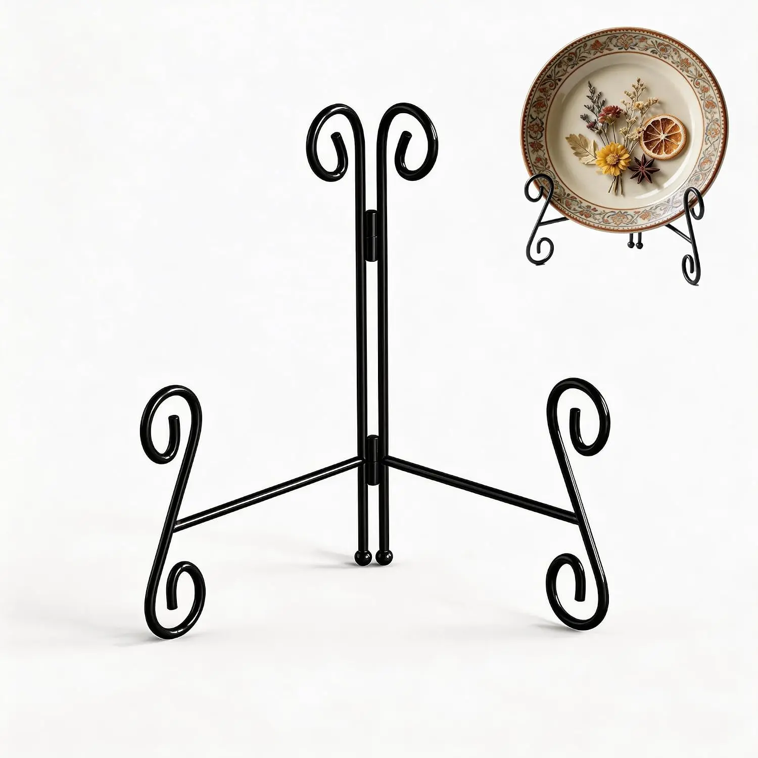 Plate Stand for Display 6 Inch, Black Metal Plate Holder Display Stand, Heavy Duty Decorative Easel for Plates, Picture Frames, Books, Artwork, Cookbook, Tabletop Display Stand (1 Pack)