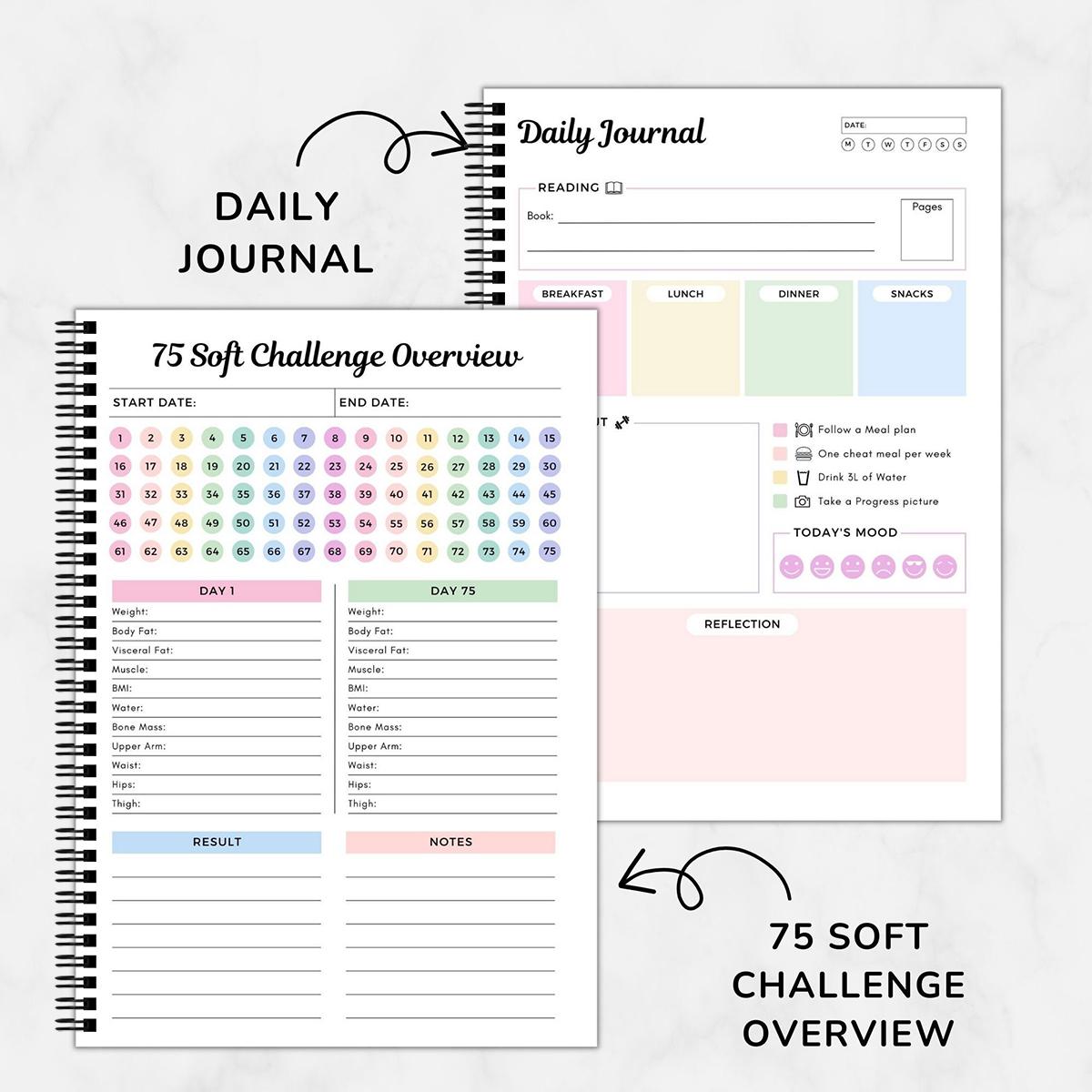 A4 Soft Monthly Budget Academic Planner Notebook, 1 Count 75 Target Challenge Planner Notebook, Productivity Planner, Daily Planner, Time Management & Efficiency Improvement Record Book, Office Stationery & Supplies, Weekly Spiral Bound Planner