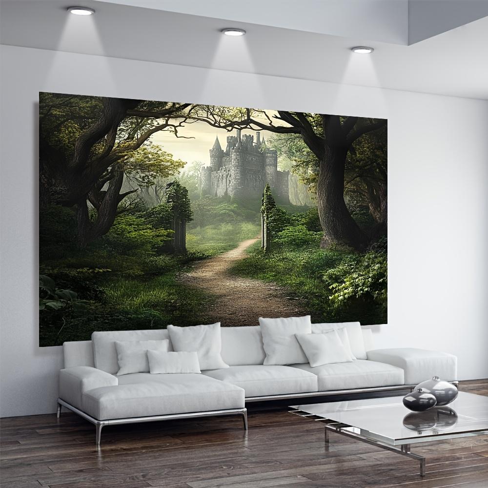 1pc 2D Flat Gothic Medieval Castle & Misty Forest Backdrop - Durable Polyester Banner in 3 (, , in) - Ideal for Room Decor & Themed Parties, Machine Washable, No Electricity Required