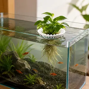 Fish Tank Hydroponic Floating Planter Basket, Soil-Free Greenery Fixer, Aquarium Plant Float Stand, 3D Printed Pla, Water Purification