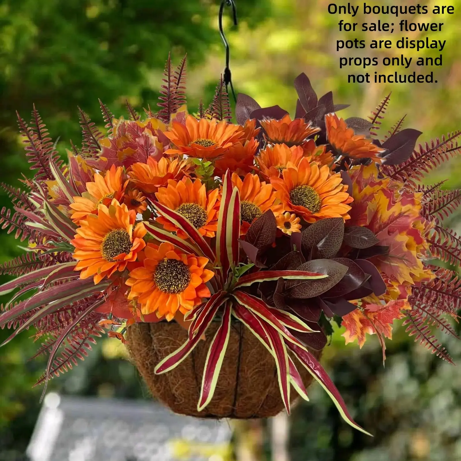 24pcs Premium Fall Faux Sunflowers, UV Resistant Silk Flowers, Artificial Flower Set, Vintage, Thanksgiving Halloween Decor, Indoor Outdoor Use