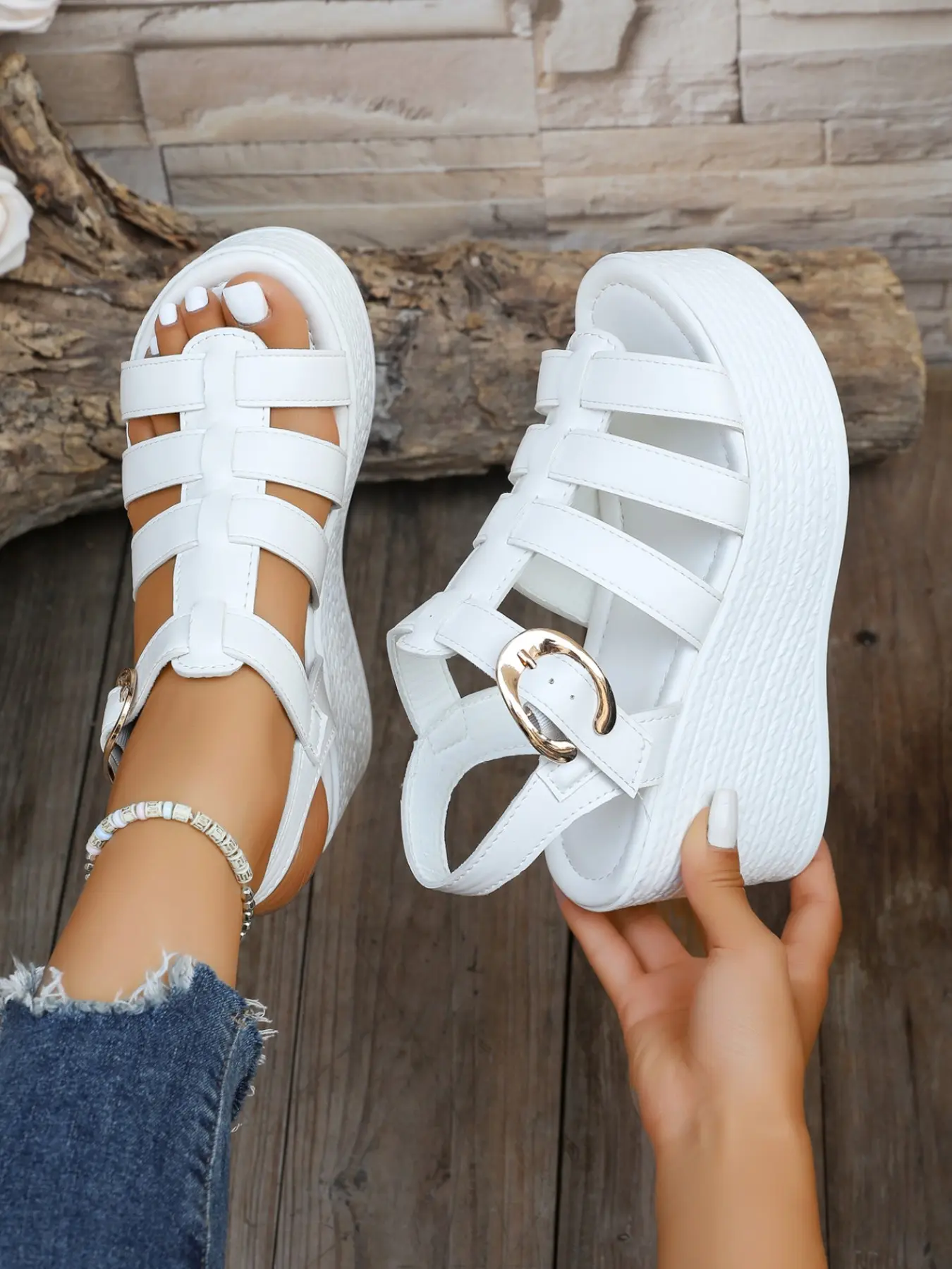 Comfortable Thick Sole Wedge Sandals (35-43), Wide Design, Wide Fit, Adjustable Anklet, Breathable Laces, Non-Slip Sole, Summer Shoes