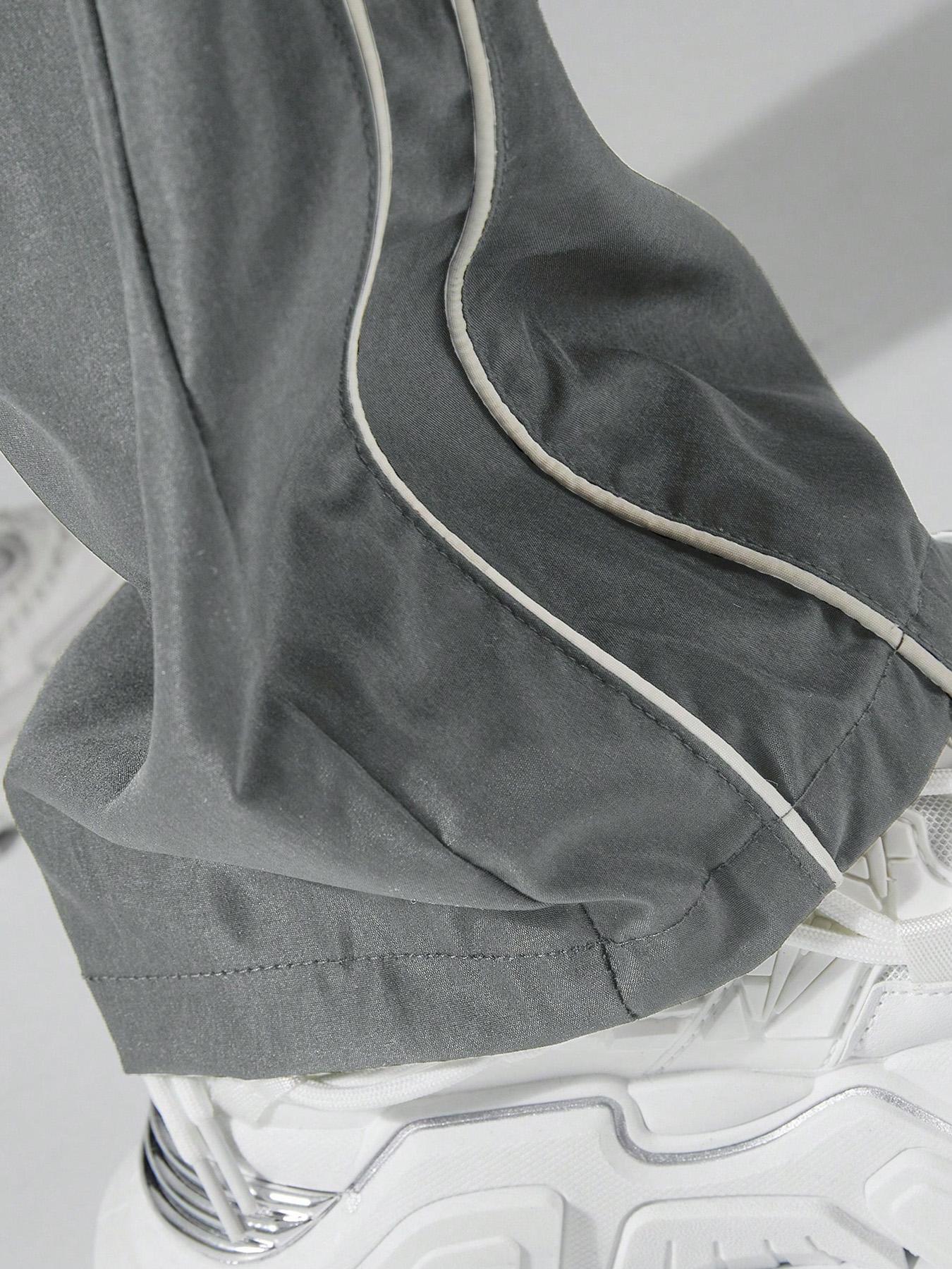 Men's Letter Print Drawstring Waist Athletic Pants, Casual Comfy Contrast Binding Pocket Straight Leg Trousers for Daily Wear, Unisex Workout Bottoms for All Seasons