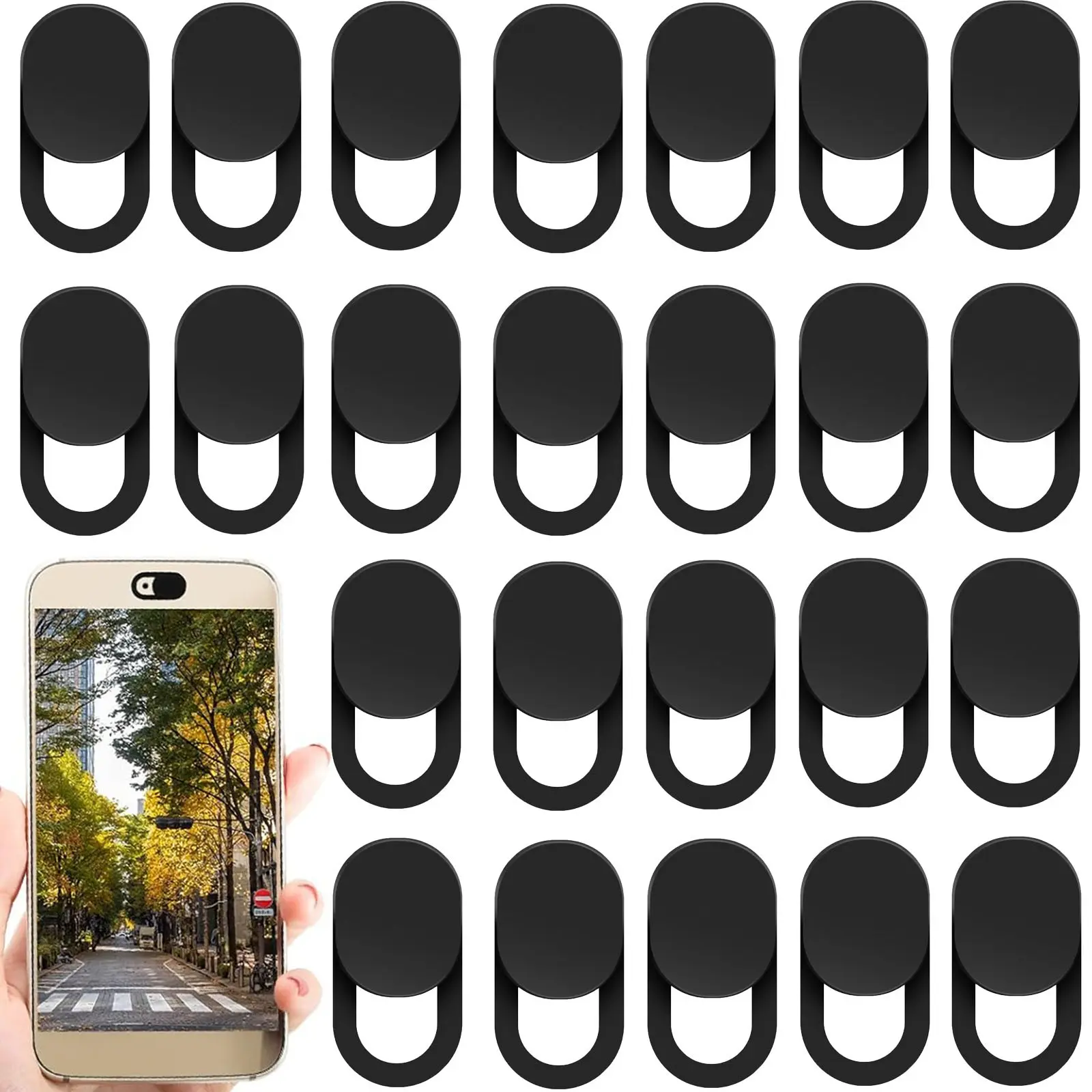 25 Pcs Webcam Cover Slide, 0.023 Inch Ultra-Thin Universal Camera Privacy Cover Black Phone Camera Covers Slide for Phone, Laptop, Computer Tech Accessories Tech Gadgets