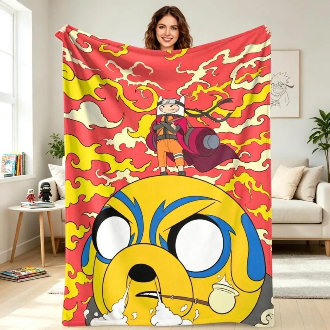 Anime Style Fantasy Cartoon Hero Dog Flannel Blanket, Soft Plush Fleece Throw Blanket for Adults & Kids, Warm Lightweight Cozy All Season Blanket for Sofa Bed Couch Office Travel Bedroom Home Decor Birthday Christmas Gift