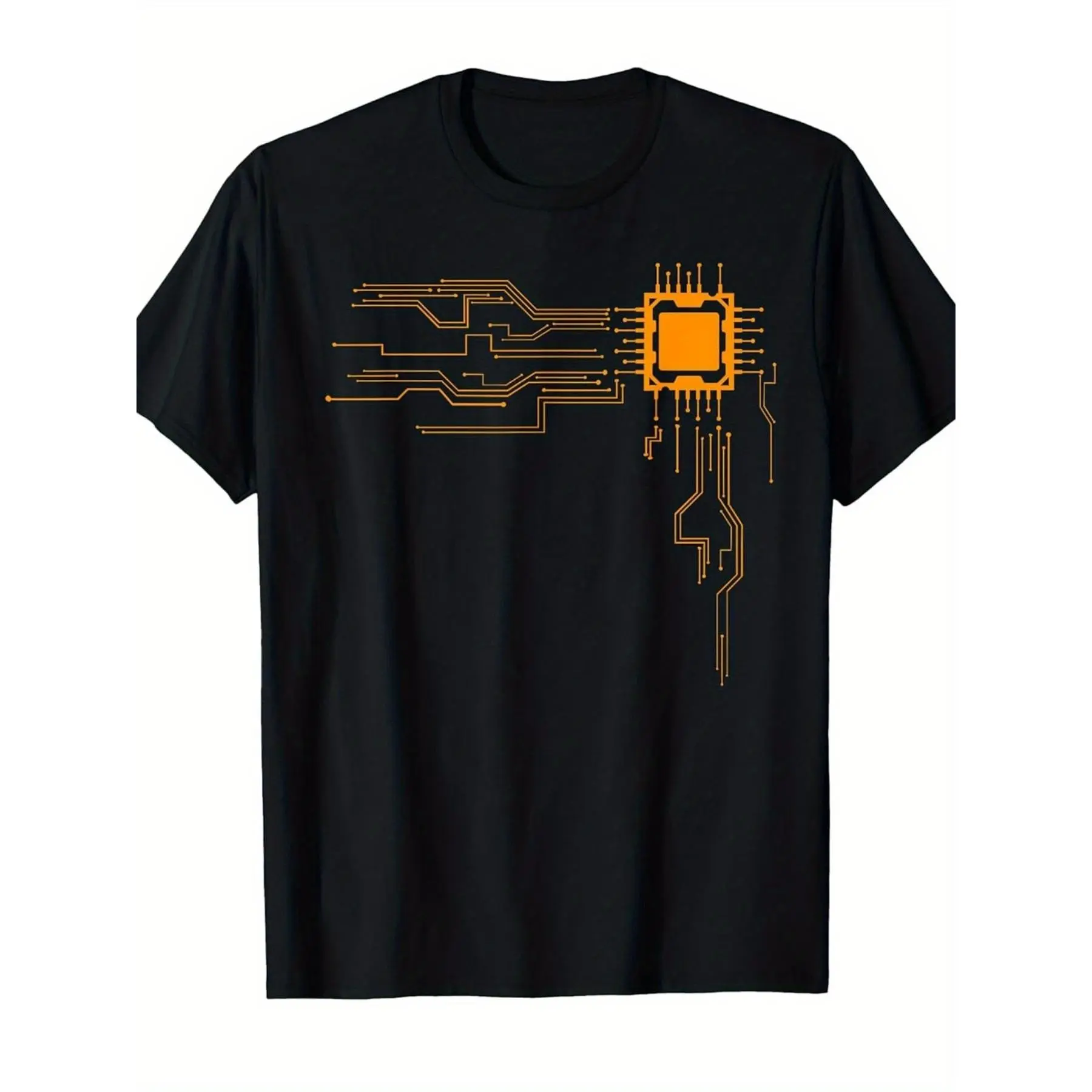Men's Computer Core Circuit Board T-Shirt - Tech Geek Nerd Gift with Microprocessor & Graphic, Casual Short Sleeve Tech Apparel for Programmers, IT Professionals, Electronics Enthusiasts