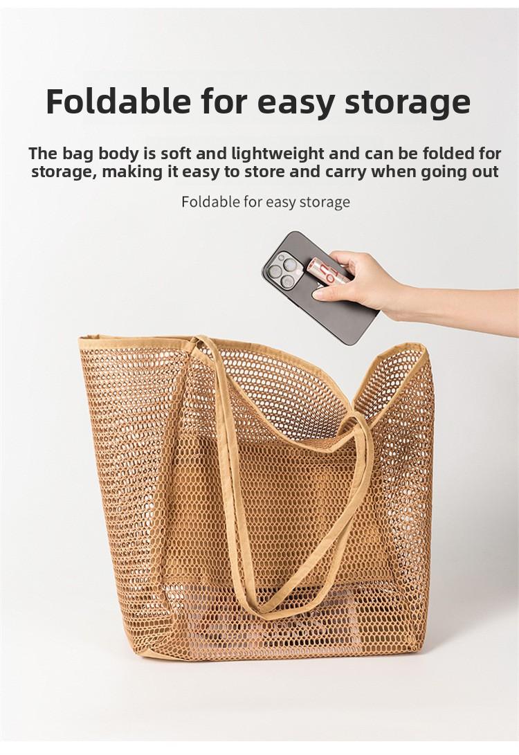 Large Capacity Beach Bag, Outdoor Mesh Camping Backpack, Foldable Shoulder Bag, Home & Outdoor Storage Bag, Ideal for Camping, Outdoor Camping Supplies