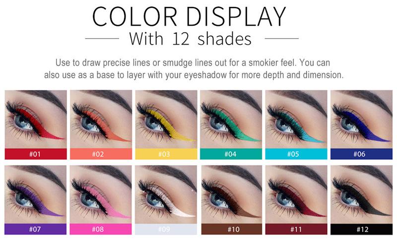 12 Colors Matte Liquid Eyeliner Set Rainbow Neon Waterproof Smudgeproof Long Lasting Gel Eye Liner Christmas Gift Kit for Women All Skin Types - Lipliner