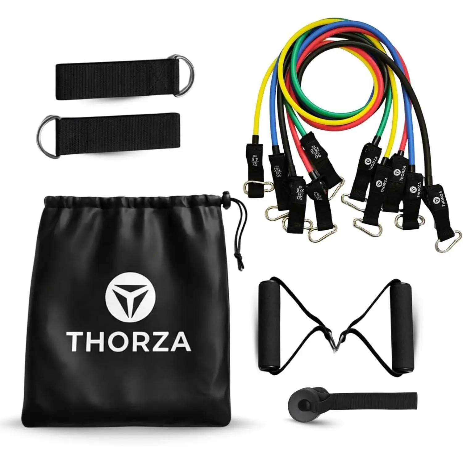 11-Piece Full Body Strength Training with Resistance Bands Set - 5 Levels Tube Exercise Bands, Without Latex TPE Resistance Band - Door Anchor, Handles, Ankle Straps & 1 BagGift