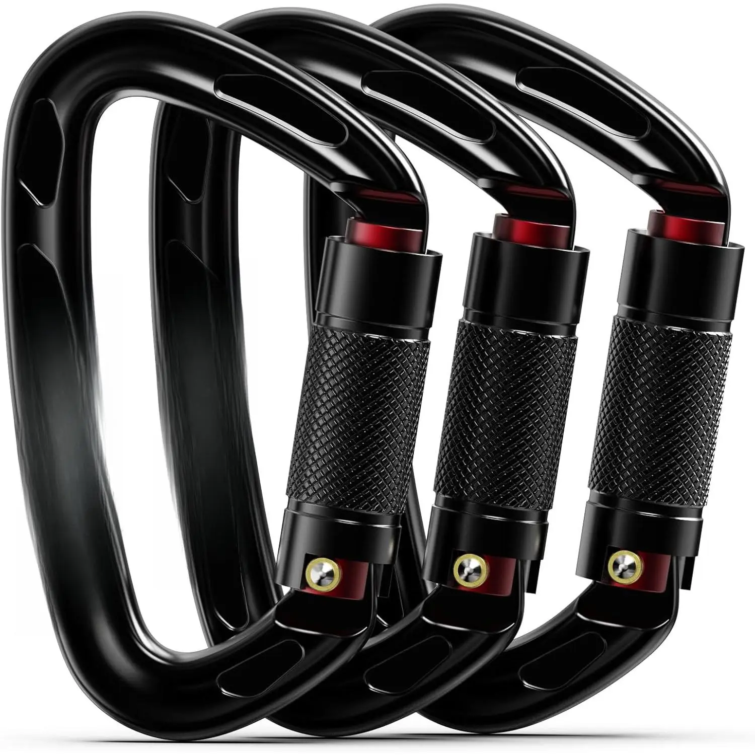 Certified 25KN automatic locking climbing carabiner, twist-lock type, heavy-duty D-shaped carabiner, suitable for rock climbing, rappelling, and mountaineering