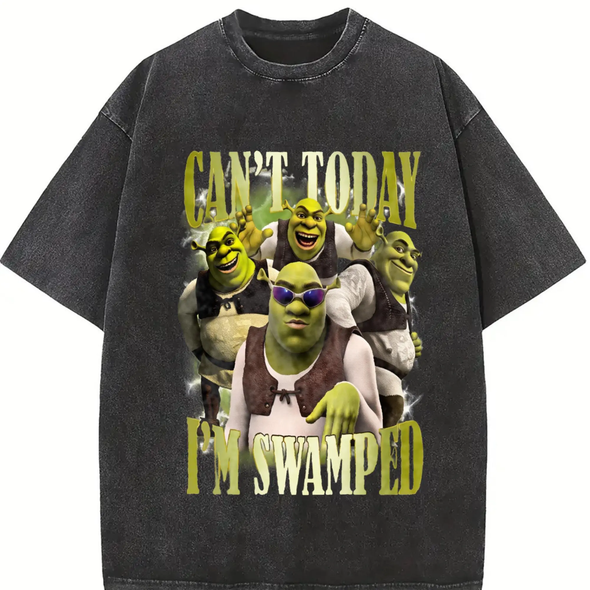 Funny Shrekk Carton Characters Tshirt, Shrekk Can't Todat I'm Swamped Shirt, Trendy Meme Tee, Oversize Gift Unisex Shirt