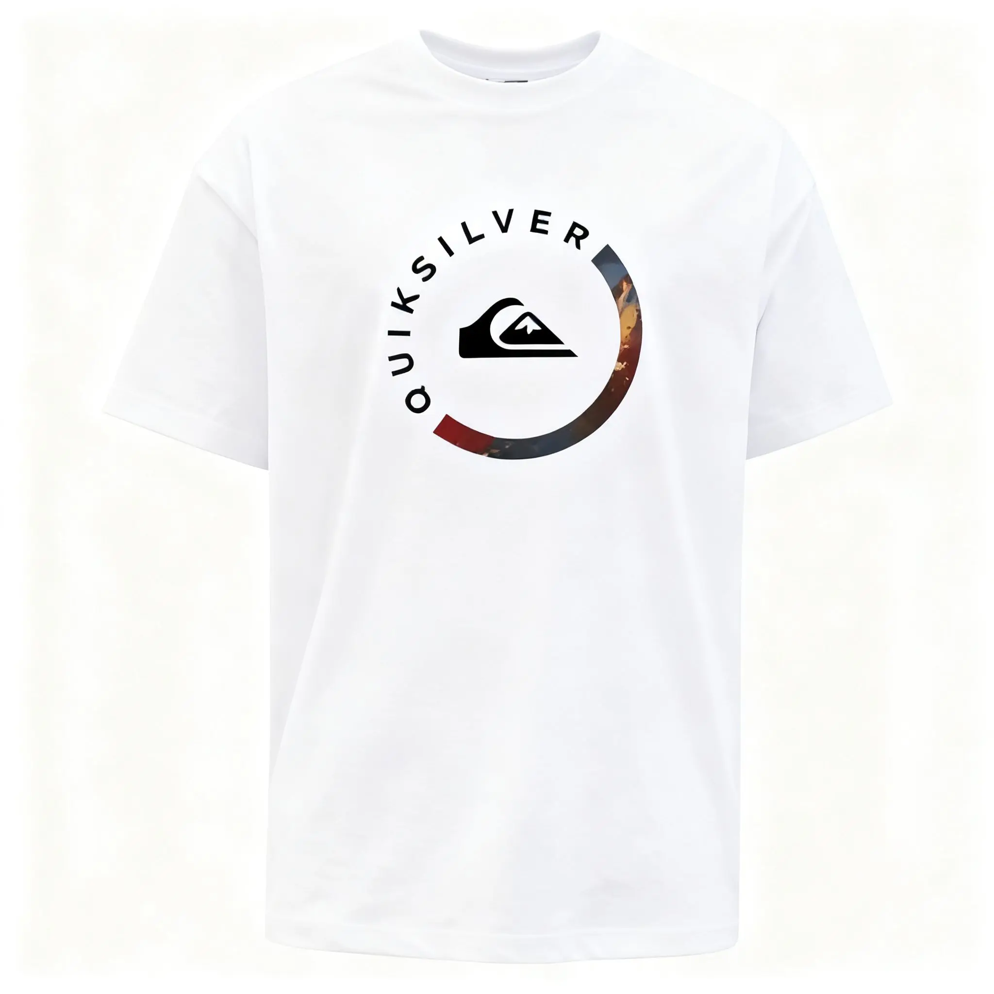Quiksilver Circular Wave Logo Gradient Arc Graphic T-Shirt, Outdoor Surf Skate Casual Unisex Short Sleeve Tee