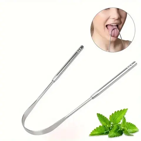 Adult Stainless Steel Tongue Scraper, Tongue Scraping Tool, U-Shaped Tongue Cleaner for Fresh Breath, Oral Hygiene & Daily Mouth Care Tool