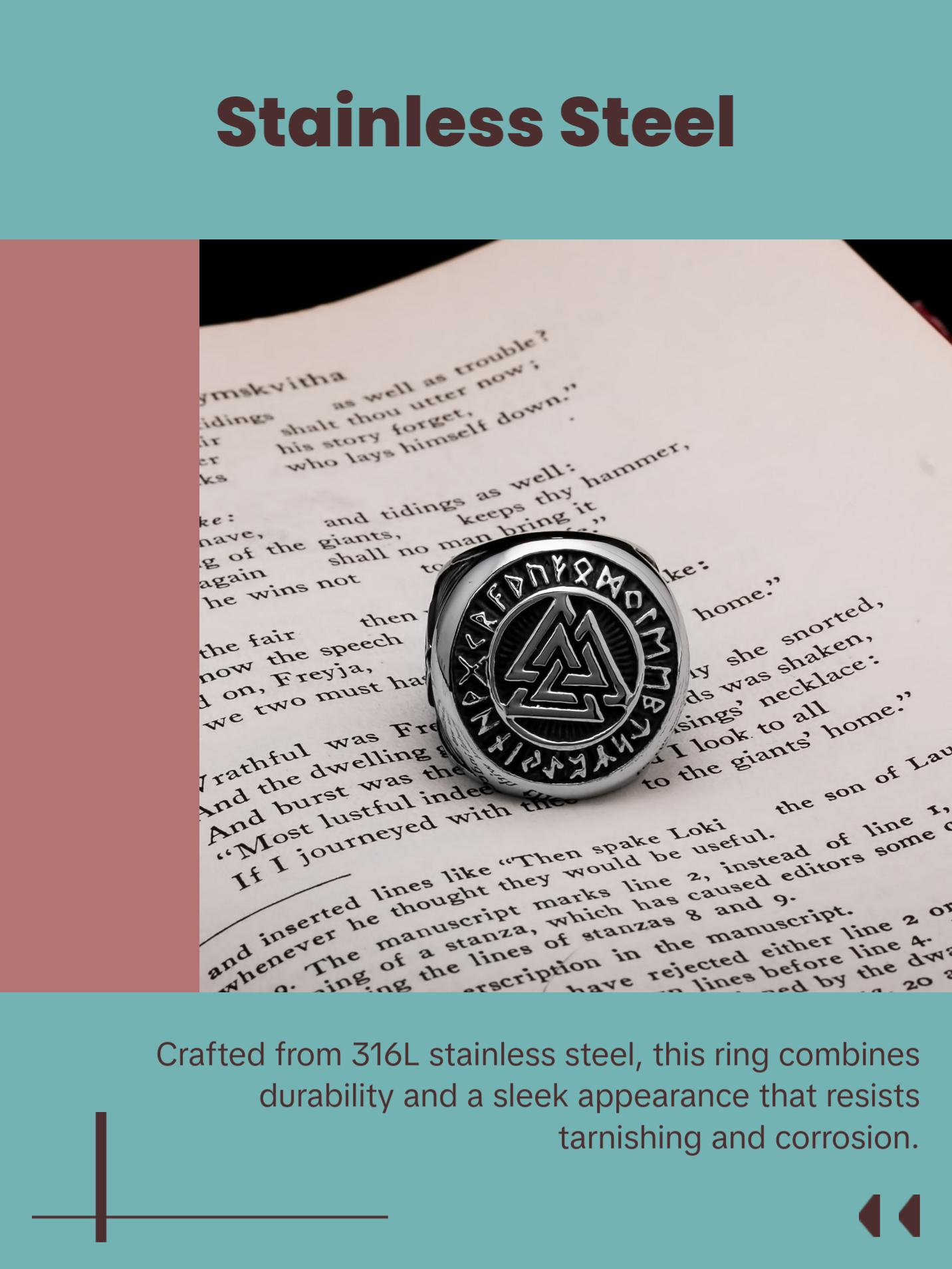 Viking Valknut Rune Ring 316L Stainless Steel