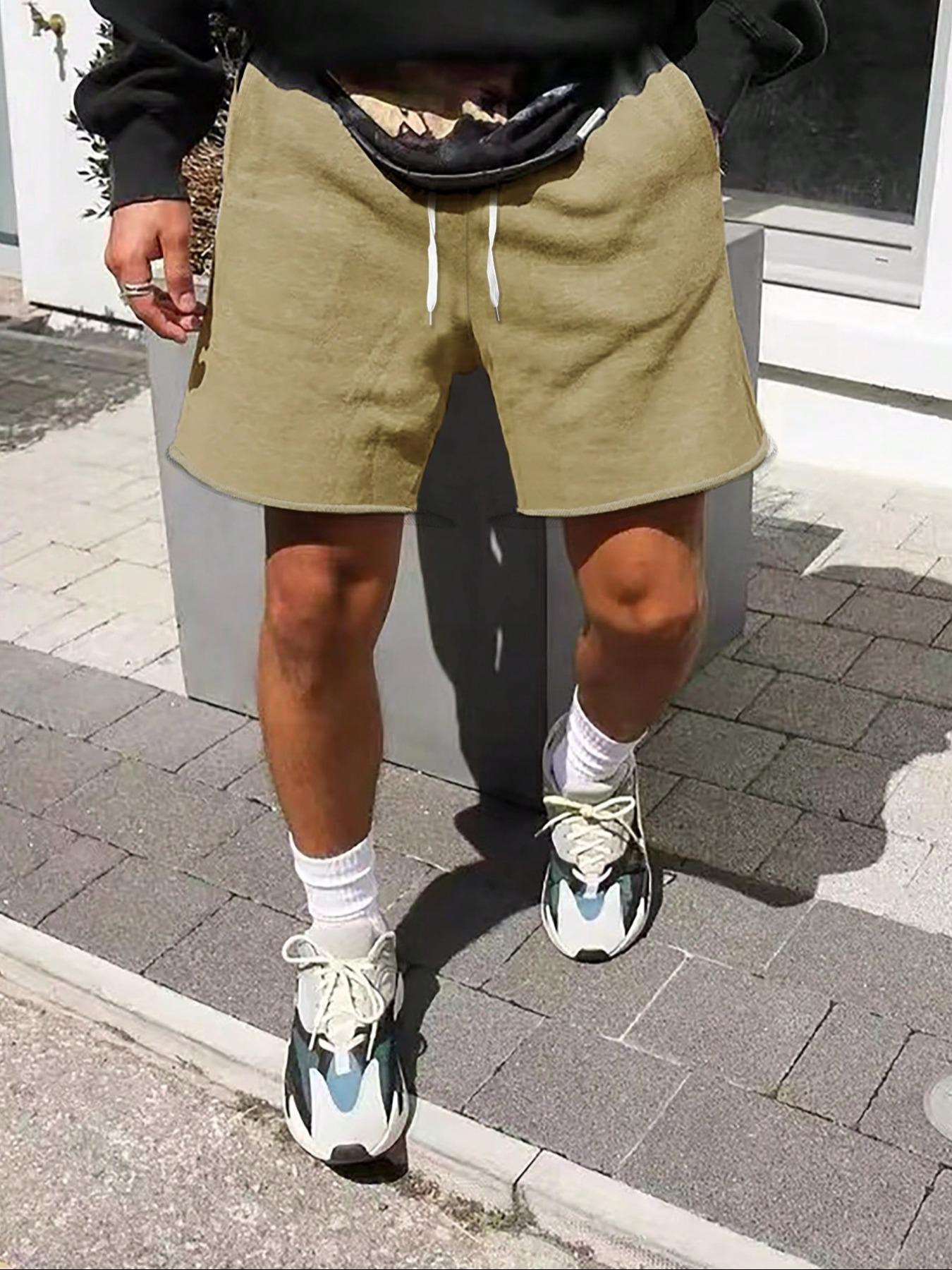 Men's Solid Color Track Shorts, Regular Fit Casual Comfy Breathable Shorts for Summer, Men's Bottoms for Daily Wear, Menswear