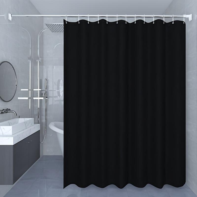 Solid Color Waterproof Shower Curtain, 1 Count Large Size Modern Simple Bathroom Accessory, Bathroom Decorative Curtain with Hooks, Bathroom Accessories for Home Use