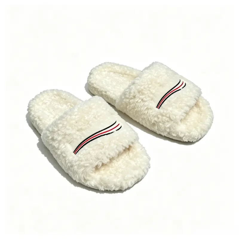 2026 New Stylish Letter Embroidery Cotton Slippers Lightweight Breathable Warm Plush Lining Anti-slip Casual Fashion Outdoor Street Daily Wear Cozy Home Footwear