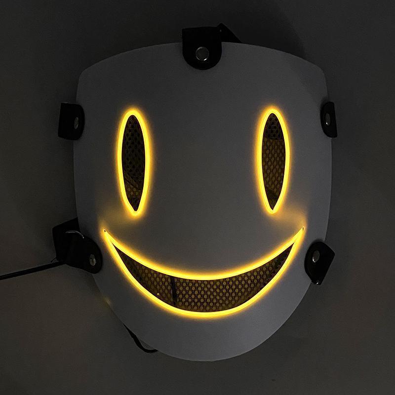 Japanese Anime Cosplay Face Mask Neon High Rise Invasion Mask LED Glowing Mask Sky invasion Masquerade Cosplay Prop