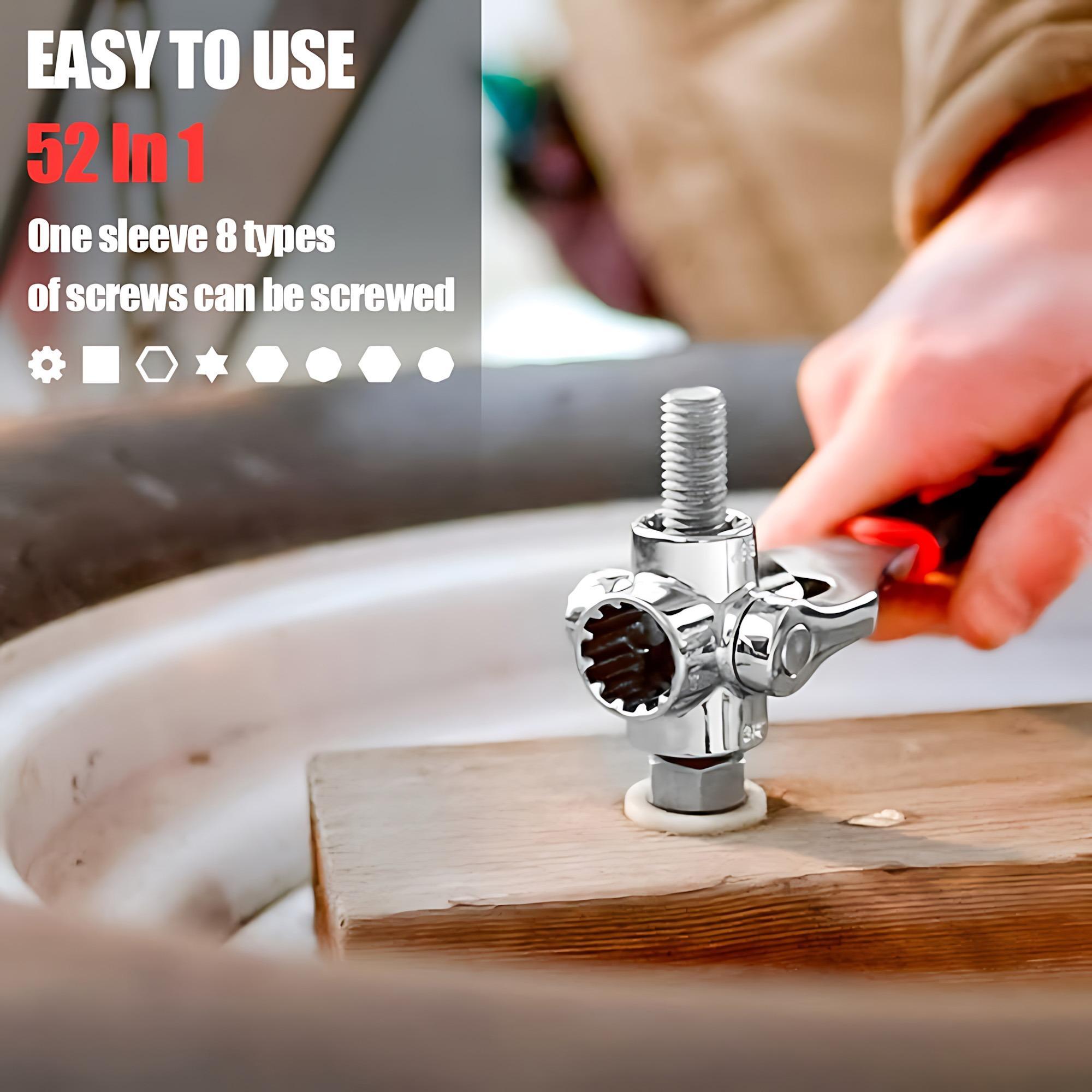 52 in 1 Multifunctional Socket Wrench, 360 Degree Rotating Head Socket Wrench, Combination Wrench Set, Universal Double-ended Wrench Tool for Home & Car Repair