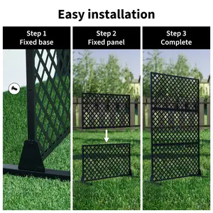 Modern Black Freestanding 3-Panel Metal Privacy Screen, Decorative Sturdy Room Divider, Sizes 36/44/47 × 72 Inches, Partition for Indoor Space, Garden, Balcony & Patio to Build Private Area