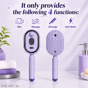 Electric Spray Air Cushion Massage Comb, 4-in-1 Fine Mist Hair Brush with Scalp Massage, Anti-Tangle & Anti-Static Design, Rechargeable Detangling Brush for Daily Hair Care, Purple