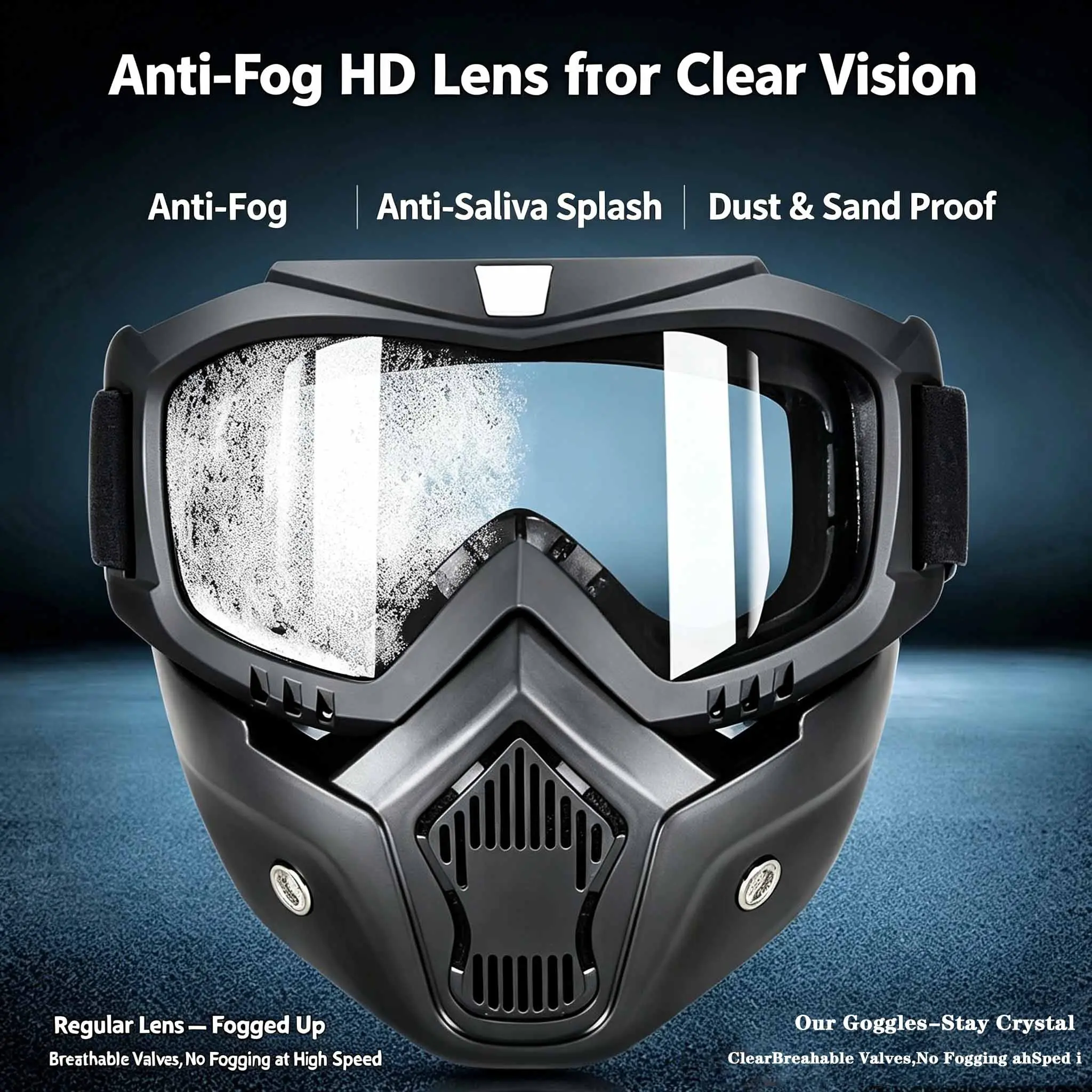 Cycling Protective Mask (with Integrated Goggles) — Anti-fog, windproof, and dustproof; features a clear, UV-resistant visor. Suitable for motorcycling, motocross, cycling, skiing, and outdoor work.