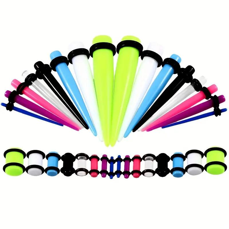 126Pcs Acrylic Taper Ear Stretching Kit, 14G-00G Ear Gauges Stretching Set with O-Rings, Hypoallergenic Ear Tapers for Piercing Stretching for Women Men