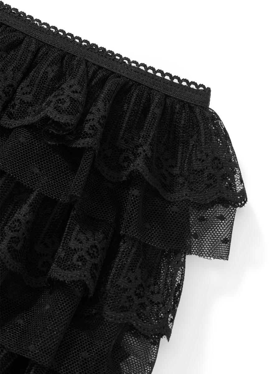 Women Mesh Lace Bloomer Shorts Y2k Layered Ruffle Frilly Booty Shorts Fairy Bowknot Boy Shorts Panties Party Clubwear