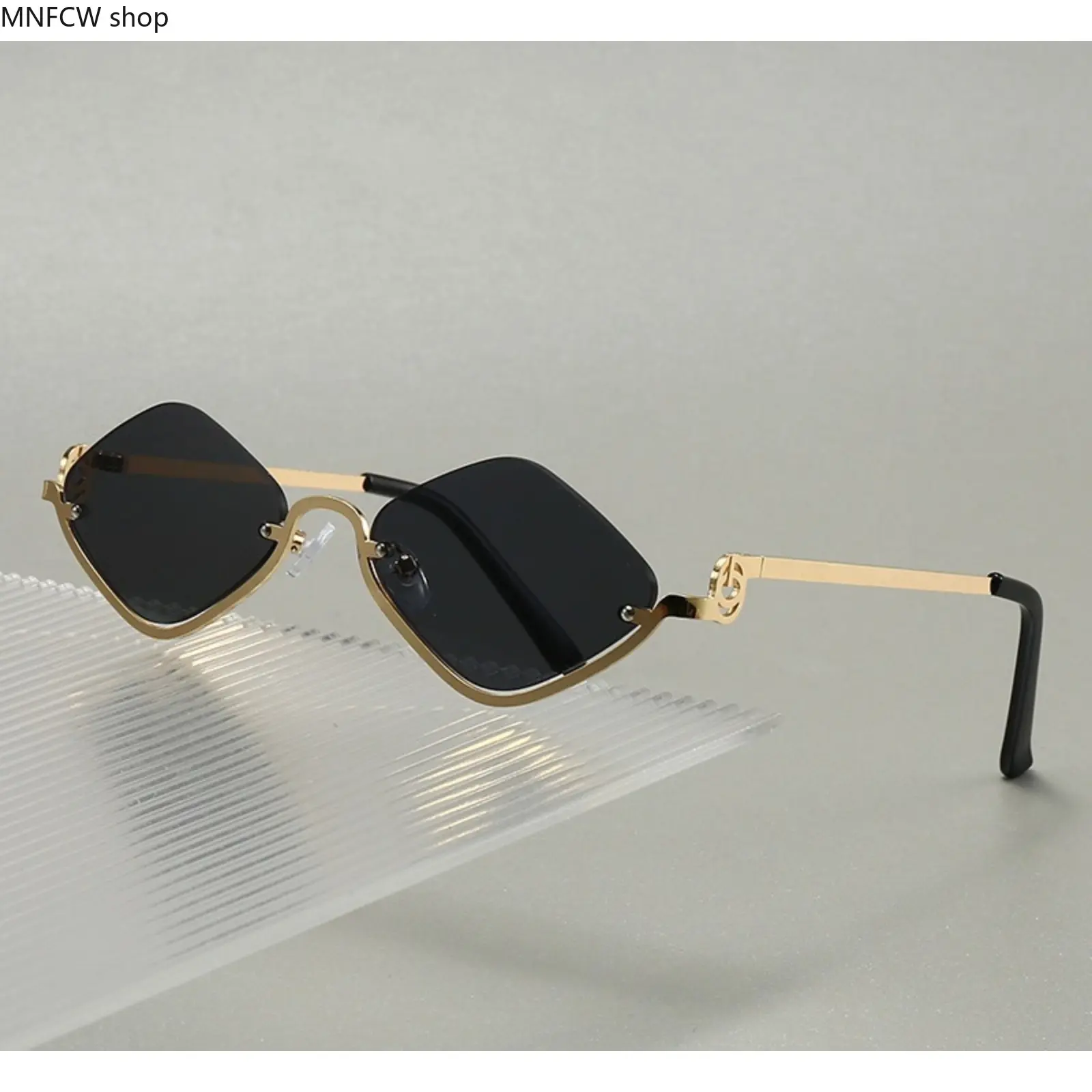Geometric Semi-Rimless Sunglasses | Premium Metallic Frame Luxury Shades for Women | Chic & Sophisticated Eyewear for a High-End Look | Trendy Statement Accessory