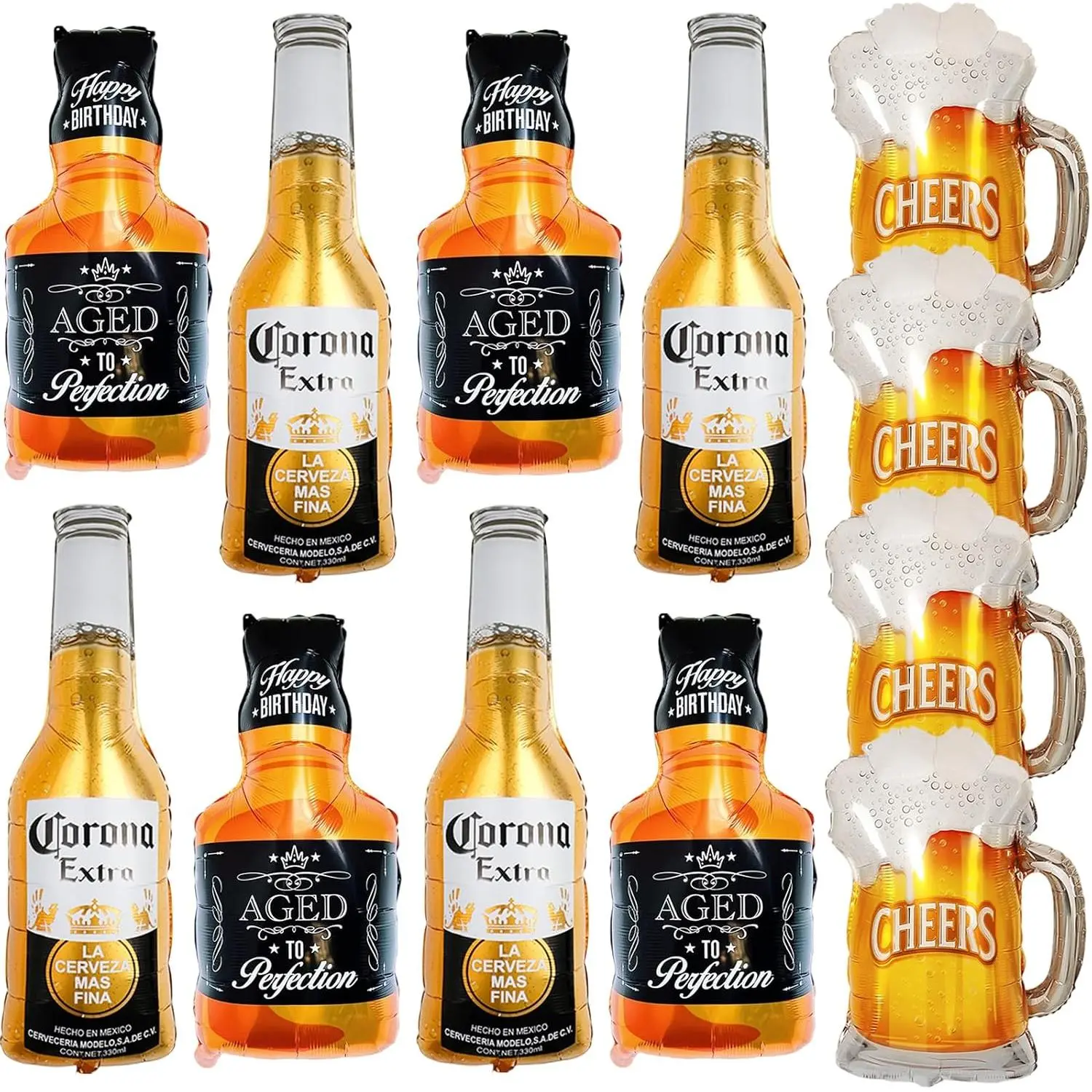 12 count   Bottle  Mug Mylar Helium Balloons, Men Women Boys Girls  Themed Birthday Bachelor Party Decoration, Engagement Decoration Supplies