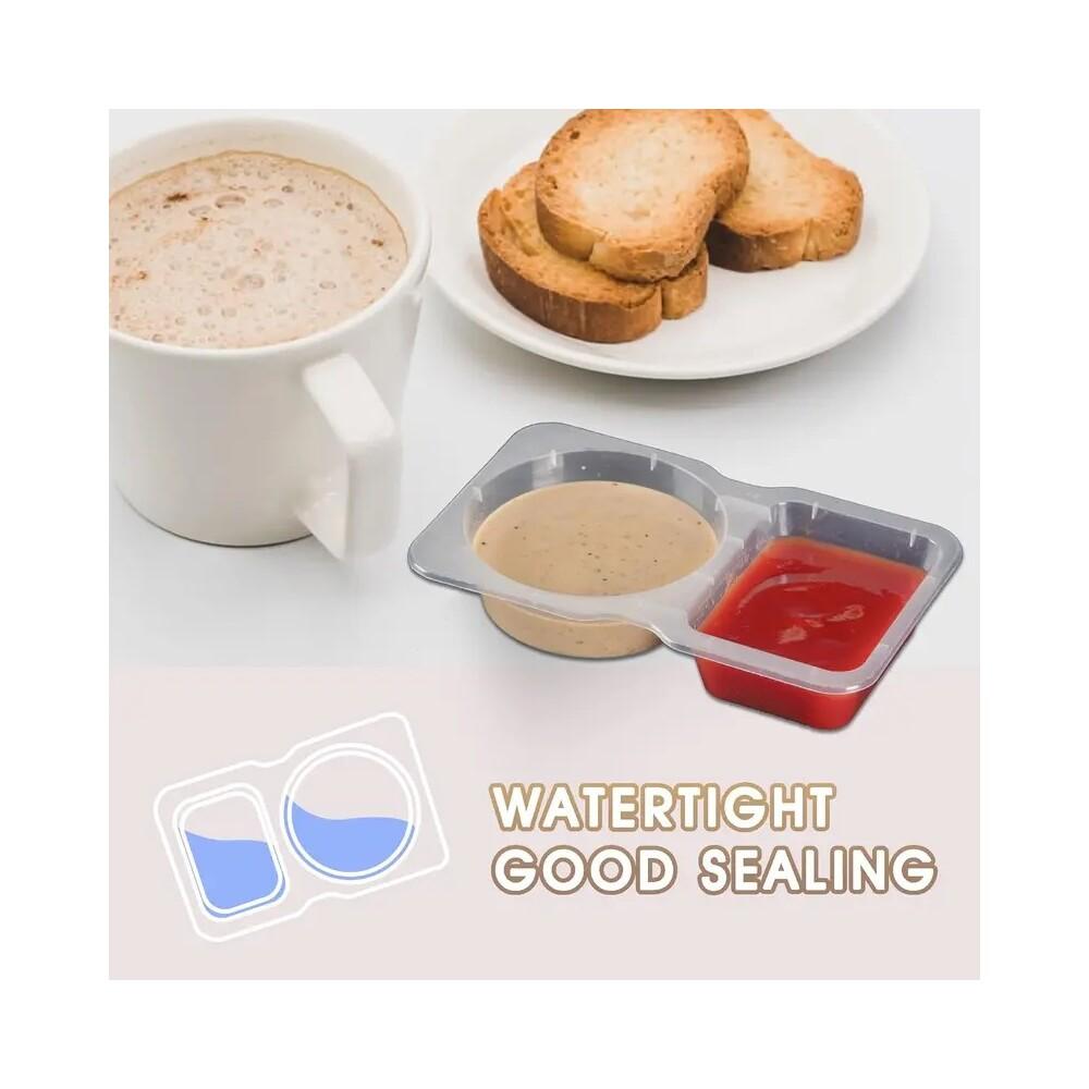 40 Reusable Double-Layer Snack & Meal Containers with Lids Portable 2 Compartments Plastic Lunch Boxes for On-the-Go Snacks Sauces Dips Camping Travel Kitchen Storage Safe