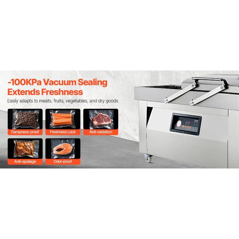 VEVOR Chamber Vacuum Sealer, 1200W Sealing Power, Vacuum Packing Machine for Wet Foods, Meats, Marinades and More, Compact Size with 23.6 in Sealing Length, Applied in Home Kitchen and Commercial Use